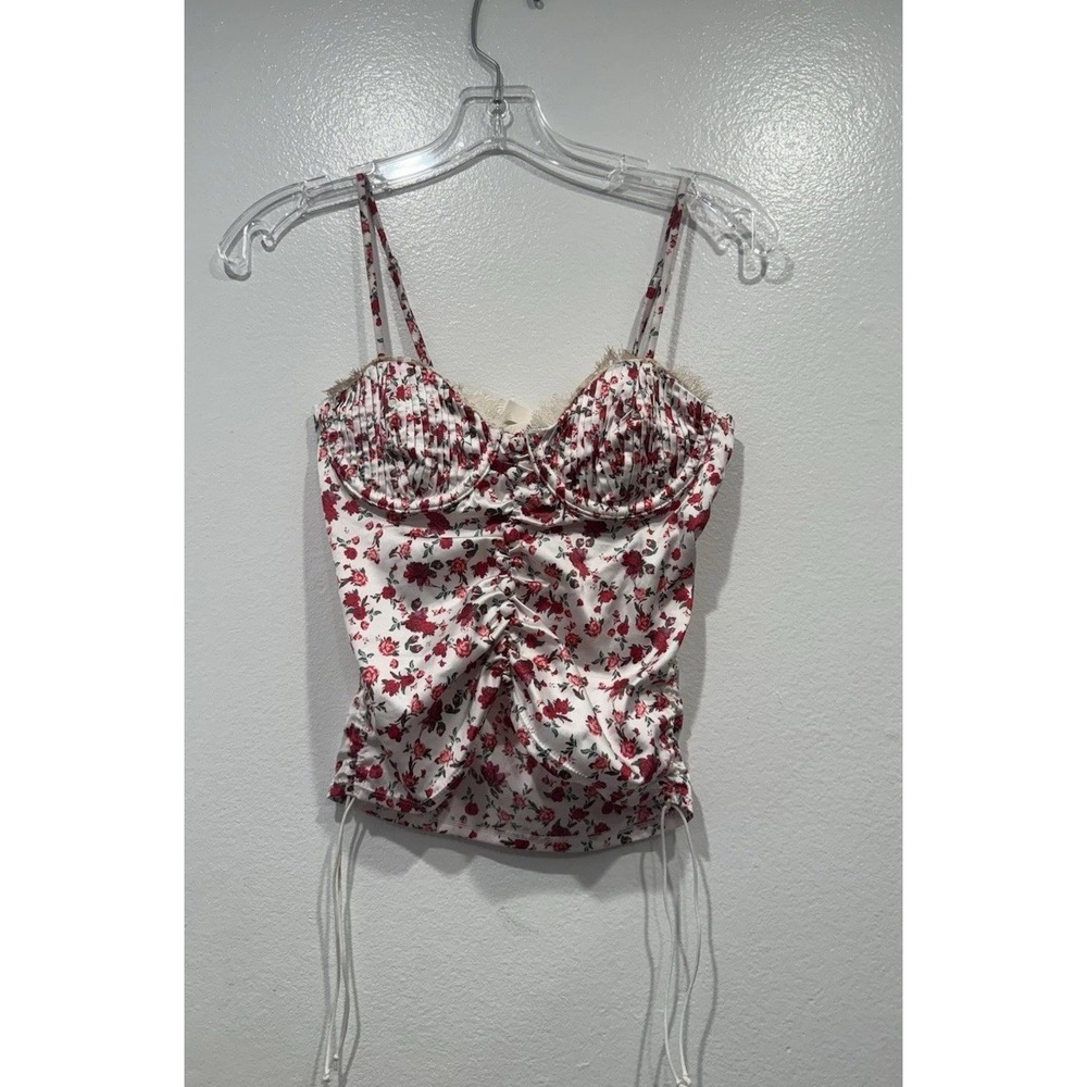 For Love & Lemons x Victorias Secret White Floral Bustier Top Underwire Size XS